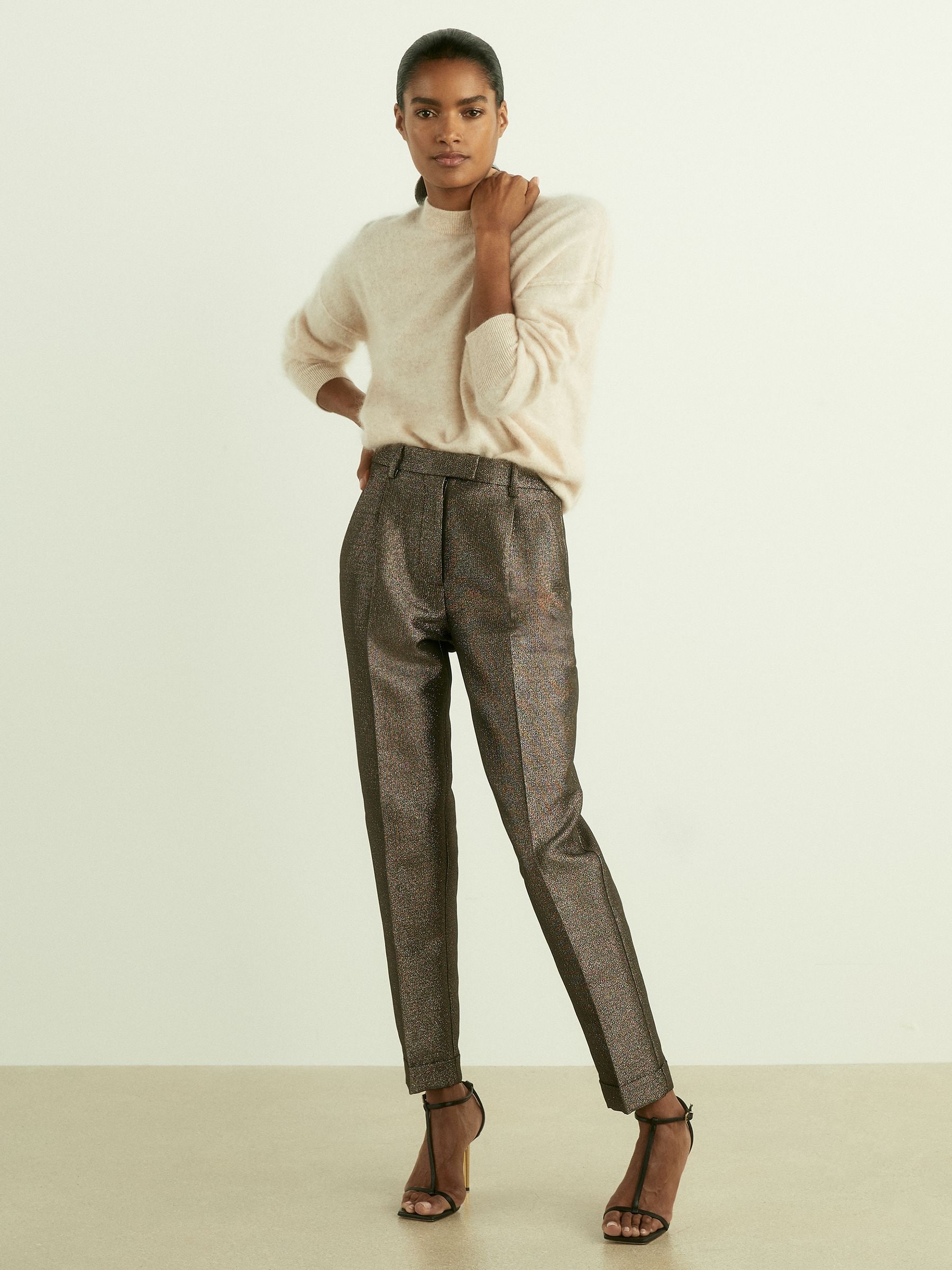 Buy Reiss Dark Gold Sienna Sparkle Tapered Trousers from Buy Reiss Dark Gold Sienna Sparkle Tapered Trousers from