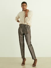 Reiss Dark Gold Sienna Sparkle Tapered Trousers - Image 1 of 5