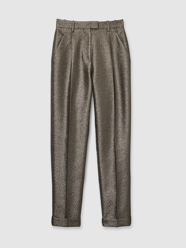 Reiss Dark Gold Sienna Sparkle Tapered Trousers - Image 2 of 5