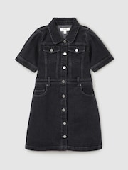 Reiss Grey Natalia 13-14 yrs Button-Front Denim Dress - Image 1 of 4
