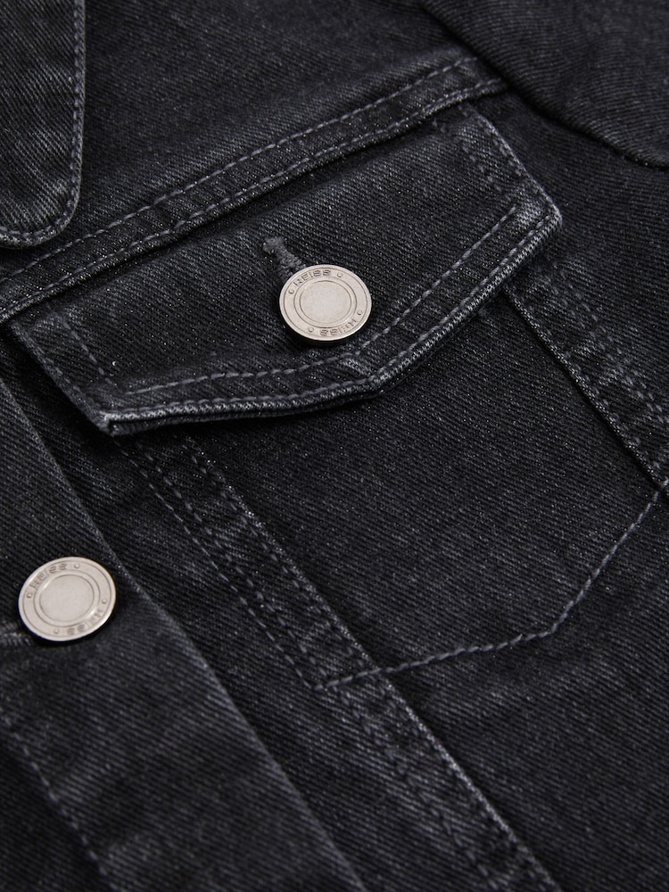 Reiss Grey Natalia 13-14 yrs Button-Front Denim Dress - Image 4 of 4