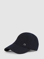 Reiss Navy/Black Oxy Logan Wool-Blend Brushed Felt Cap - Image 1 of 4