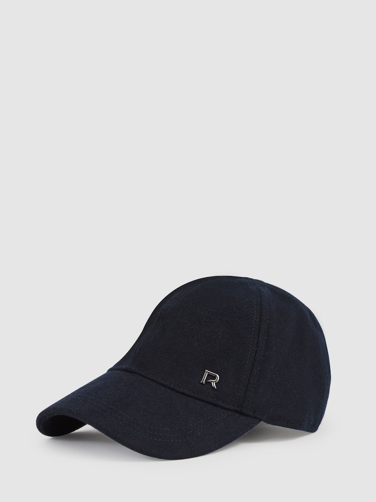 Reiss Navy/Black Oxy Logan Wool-Blend Brushed Felt Cap - Image 1 of 4