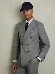 Reiss Navy/Black Oxy Logan Wool-Blend Brushed Felt Cap - Image 2 of 4