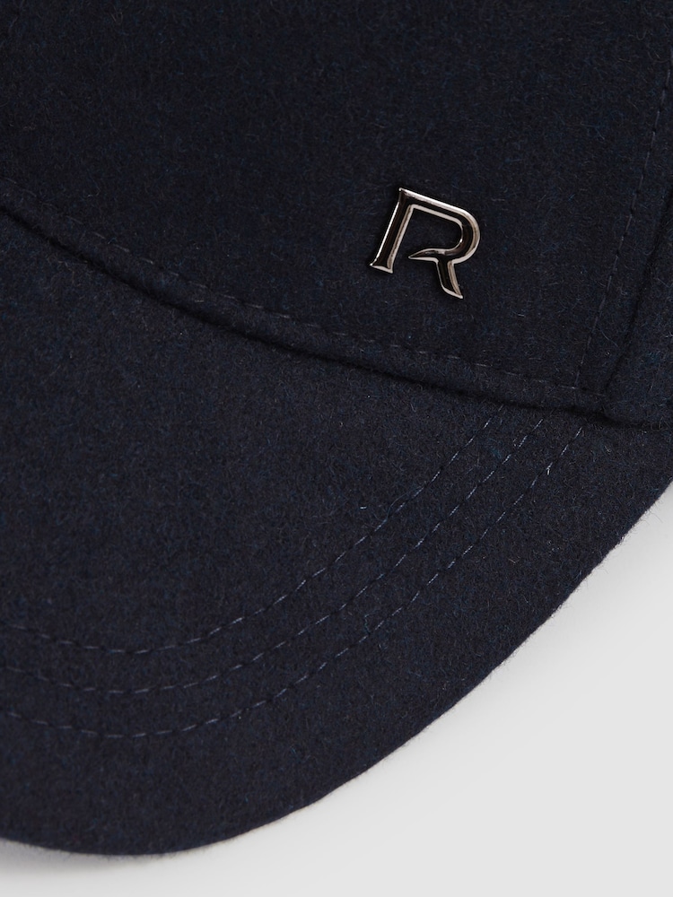 Reiss Navy/Black Oxy Logan Wool-Blend Brushed Felt Cap - Image 4 of 4