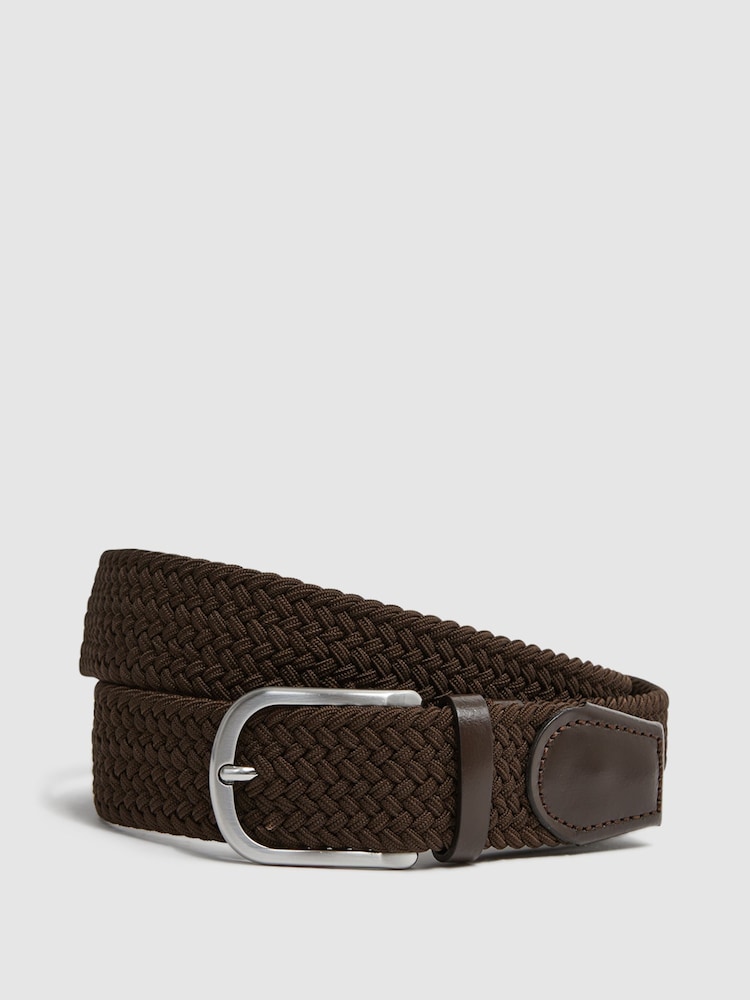 Reiss Dark Brown Elmont Woven Belt - Image 1 of 4