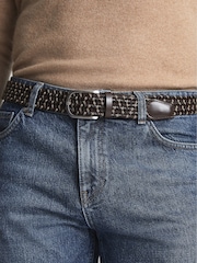 Reiss Dark Brown Elmont Woven Belt - Image 2 of 4