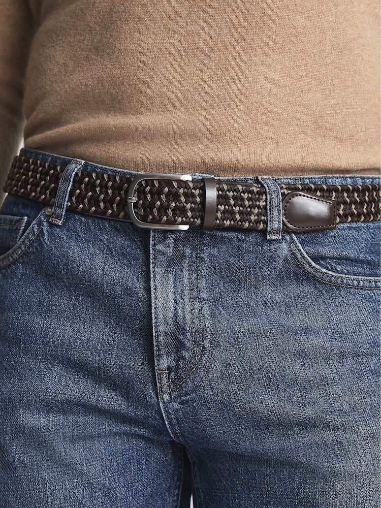 Reiss Dark Brown Elmont Woven Belt - Image 2 of 4