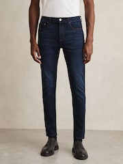 Washed Dark Indigo - Reiss Bleaker Skinny-Fit Jeans - Изображение 3 из 6