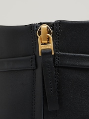 Reiss Black Emily Leather Chain Embellished Ankle Boots - Image 4 of 5