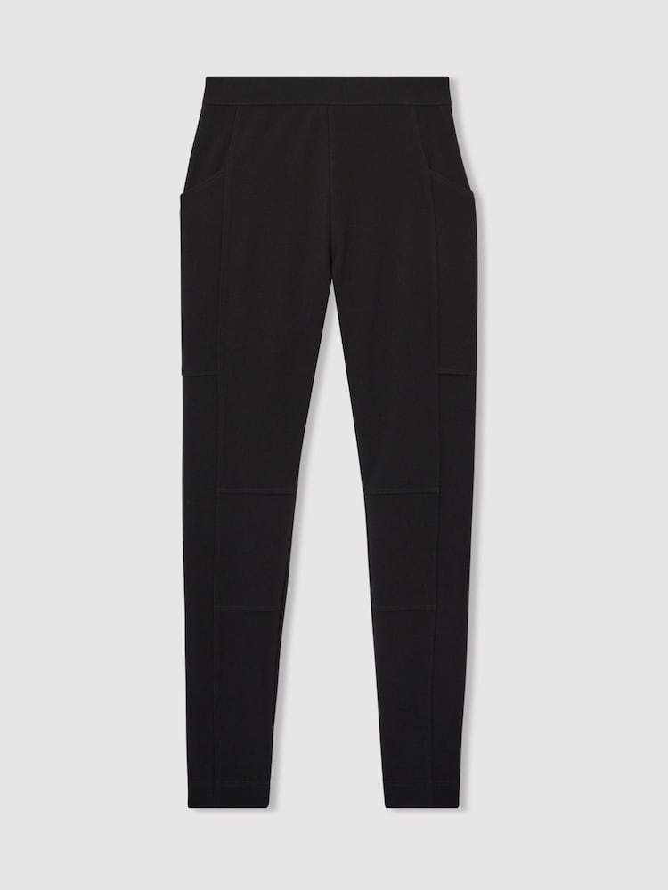 Reiss Black Jules Petite Panelled Jersey Skinny-Fit Trousers - Image 2 of 8