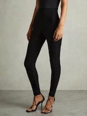 Reiss Black Jules Petite Panelled Jersey Skinny-Fit Trousers - Image 4 of 8