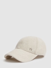 Reiss Oatmeal/Shiny Silver Logan Wool-Blend Brushed Felt Cap - Image 1 of 4