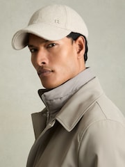 Reiss Oatmeal/Shiny Silver Logan Wool-Blend Brushed Felt Cap - Image 2 of 4