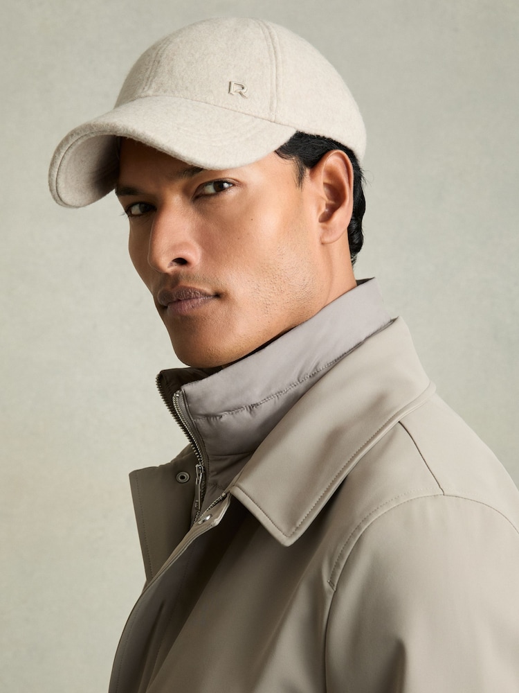 Reiss Oatmeal/Shiny Silver Logan Wool-Blend Brushed Felt Cap - Image 2 of 4