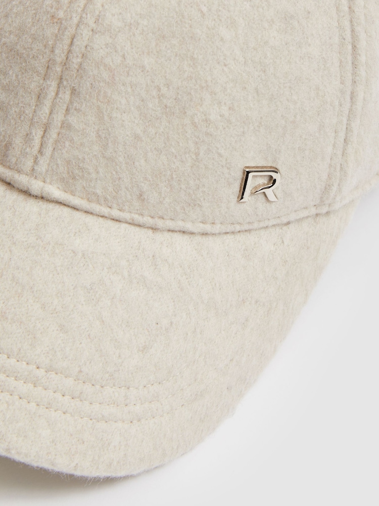 Reiss Oatmeal/Shiny Silver Logan Wool-Blend Brushed Felt Cap - Image 4 of 4