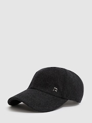Reiss Charcoal/Black Oxy Logan Wool-Blend Brushed Felt Cap - Image 1 of 4