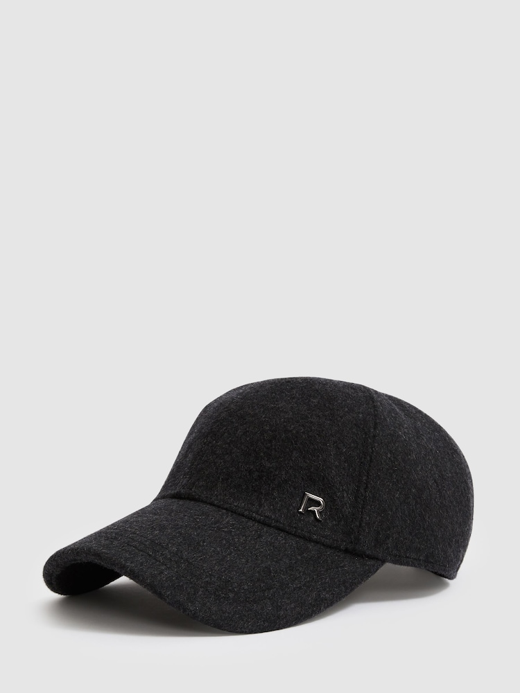 Reiss Charcoal/Black Oxy Logan Wool-Blend Brushed Felt Cap - Image 1 of 4