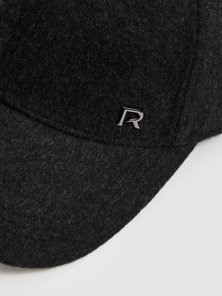 Reiss Charcoal/Black Oxy Logan Wool-Blend Brushed Felt Cap - Image 4 of 4