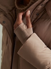 Reiss Mink Neutral Dalby Petite Longline Hooded Puffer Coat - Image 4 of 9