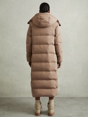 Reiss Mink Neutral Dalby Petite Longline Hooded Puffer Coat - Image 5 of 9