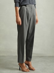 Reiss Grey Flora Pinstripe Waistband Detail Tapered Trousers - Image 3 of 6