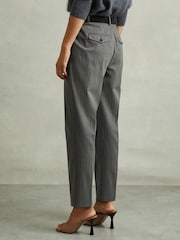 Reiss Grey Flora Pinstripe Waistband Detail Tapered Trousers - Image 5 of 6