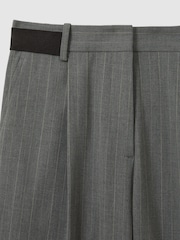 Reiss Grey Flora Pinstripe Waistband Detail Tapered Trousers - Image 6 of 6