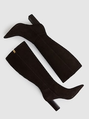 Reiss Chocolate Bianca Block Heel Knee High Boots - Image 3 of 5