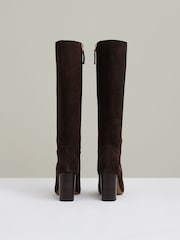 Reiss Chocolate Bianca Block Heel Knee High Boots - Image 5 of 5