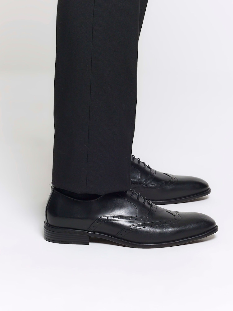 River Island Black Lace up Brogue Derby Shoes - Image 1 of 4 River Island Black Lace up Brogue Derby Shoes - Image 1 of 4