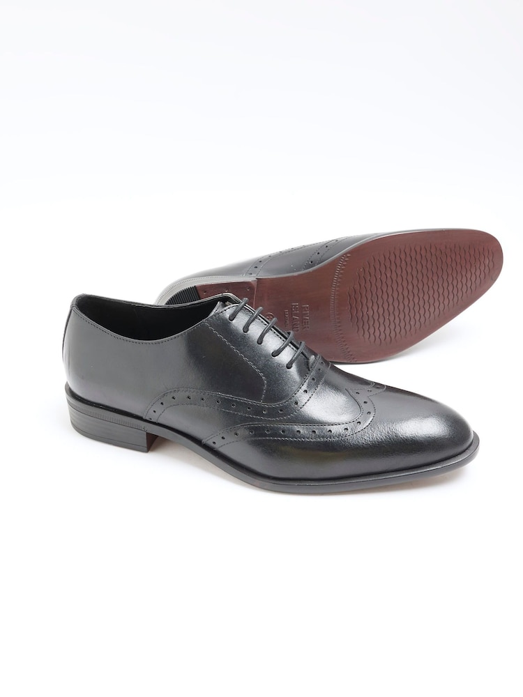River Island Black Lace up Brogue Derby Shoes - Image 2 of 4 River Island Black Lace up Brogue Derby Shoes - Image 2 of 4