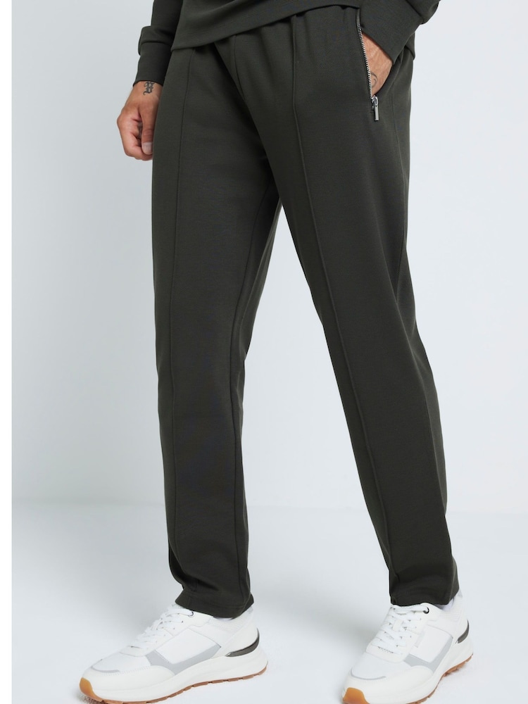 River Island Green Slim Smart Open Hem 100% Cotton Joggers - Image 1 of 4
