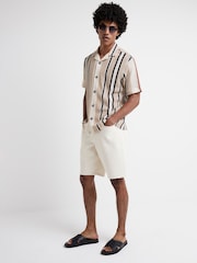 River Island Brown Regular Fit Crochet 100% Cotton Button Up Shirt - Image 1 of 4