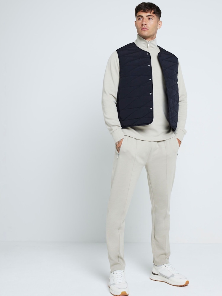 River Island Natural Slim Smart Open Hem 100% Cotton Joggers - Image 1 of 4