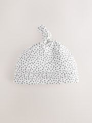 Black/White Bunny 100% Cotton Tie Top Baby Hats 3 Pack (0-12mths) - Image 2 of 6