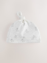 Black/White Bunny 100% Cotton Tie Top Baby Hats 3 Pack (0-12mths) - Image 3 of 6