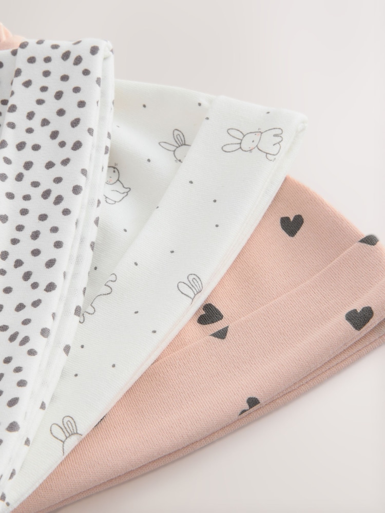 Black/White Bunny 100% Cotton Tie Top Baby Hats 3 Pack (0-12mths) - Image 5 of 6