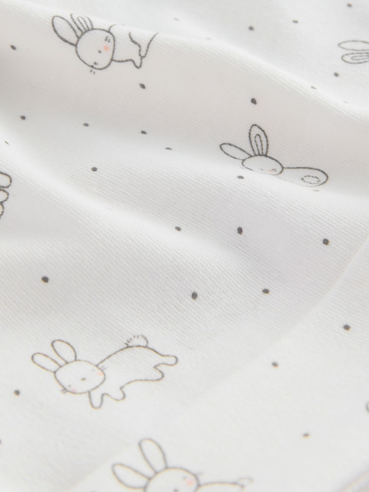 Black/White Bunny 100% Cotton Tie Top Baby Hats 3 Pack (0-12mths) - Image 6 of 6
