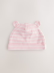 Pink/Grey Baby Beanie 100% Cotton Hats 3 Pack (0-18mths) - Image 4 of 6