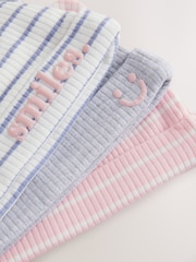 Pink/Grey Baby Beanie 100% Cotton Hats 3 Pack (0-18mths) - Image 5 of 6