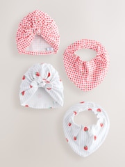 fraise Rouge - Ensemble 4 pièces pour bébé turban et dribble (0mois-2ans) - Image 1 of 8