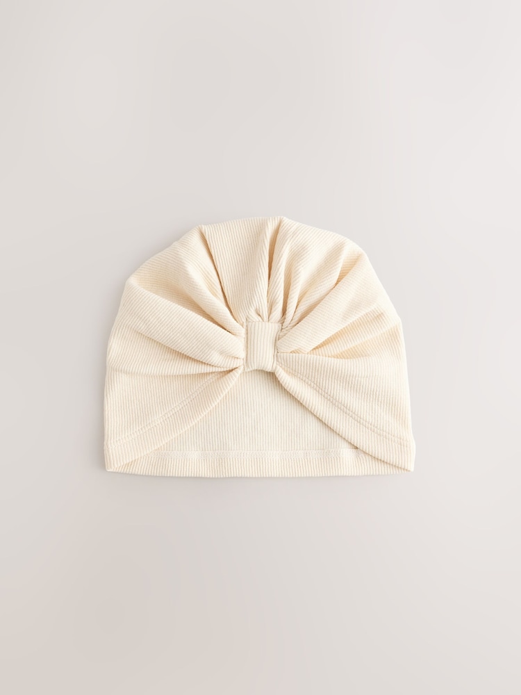 Neutral Baby Bow Turban 100% Cotton Hats 2 Pack (0mths-2yrs) - Image 3 of 5