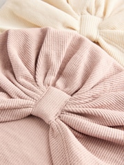 Neutral Baby Bow Turban 100% Cotton Hats 2 Pack (0mths-2yrs) - Image 5 of 5