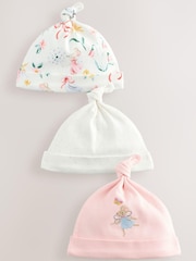 Rosa Mausdesign - Baby Hüte mit Bindung aus 100 % Baumwolle im 3er-Pack (0-18Monate) - Bild 7 von 8