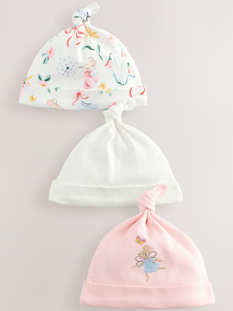 Rose souris - Bébé Cravate 100% Coton Top Chapeaux 3 Paquet (0-18mths) - Image 7 of 8