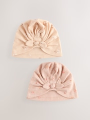 Apricot Ditsy Baby 100% Cotton Turbans 2 Pack (0-18mths) - Image 1 of 5