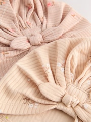 Apricot Ditsy Baby 100% Cotton Turbans 2 Pack (0-18mths) - Image 4 of 5