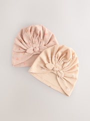 Apricot Ditsy Baby 100% Cotton Turbans 2 Pack (0-18mths) - Image 5 of 5