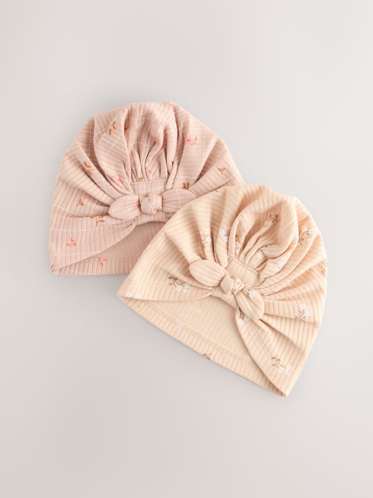 Apricot Ditsy Baby 100% Cotton Turbans 2 Pack (0-18mths) - Image 5 of 5 Apricot Ditsy Baby 100% Cotton Turbans 2 Pack (0-18mths) - Image 5 of 5